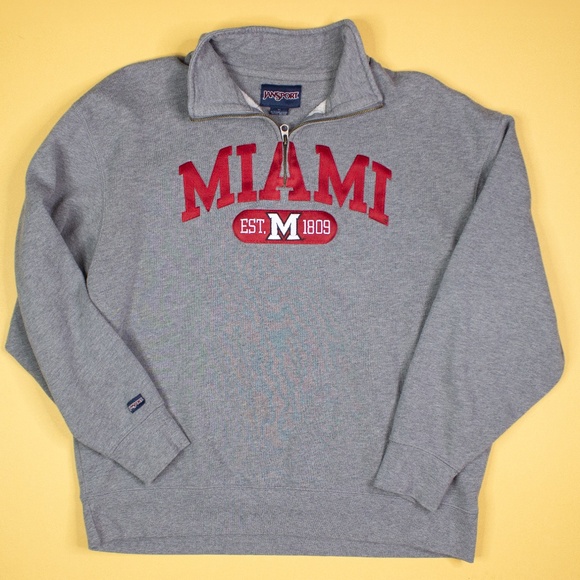 JanSport Miami University Redhawks Quarter Zip Sweatshirt Men's Size XL - Picture 1 of 7